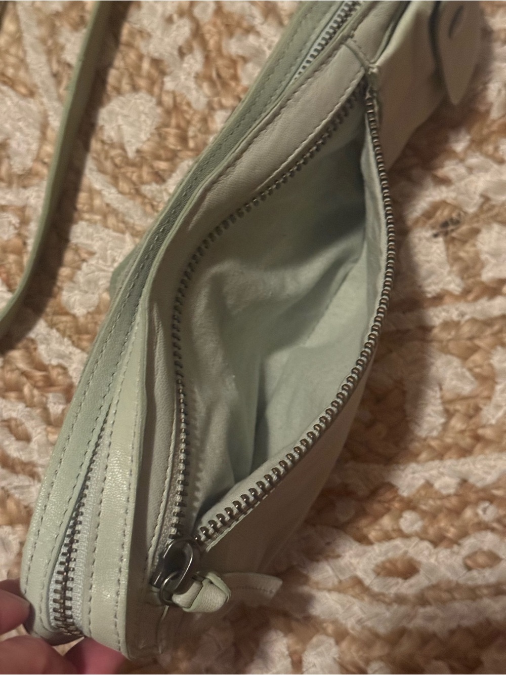 RARE Free People Jagger Leather Sling Bag Seafoam Crossbody Boho New With Tag - Picture 3 of 10